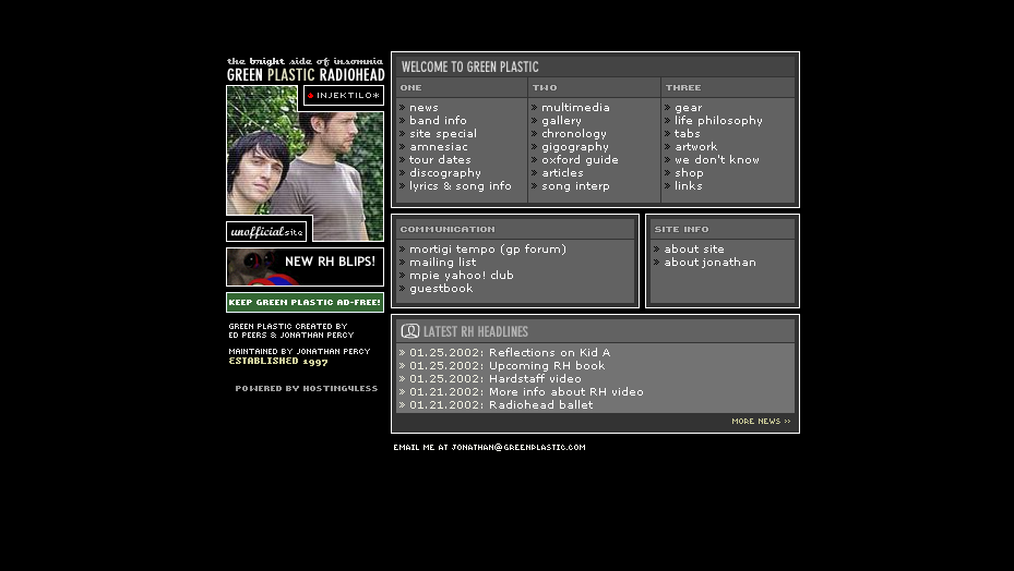 Screenshot of greenplastic.com from 2002